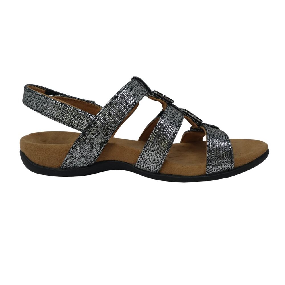 Vionic Amber Silver Black Open Toe Adjustable Str… - image 5